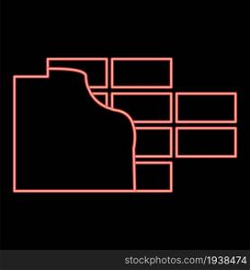 Neon wall red color vector illustration flat style light image. Neon wall red color vector illustration flat style image