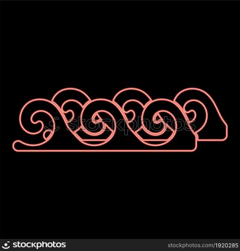 Neon water wave red color vector illustration flat style light image. Neon water wave red color vector illustration flat style image