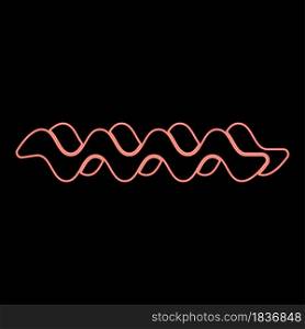 Neon wave red color vector illustration flat style light image. Neon wave red color vector illustration flat style image