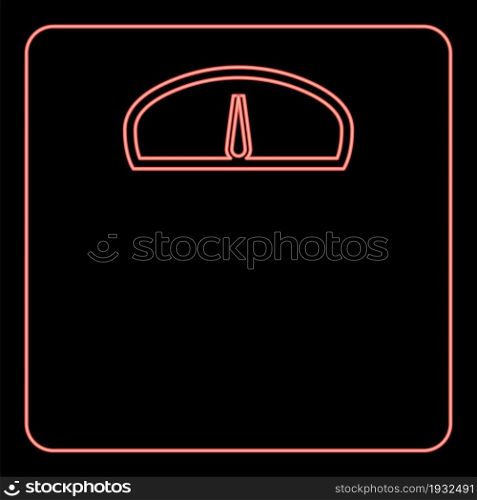 Neon weight scale red color vector illustration flat style light image. Neon weight scale red color vector illustration flat style image