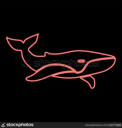 Neon whale red color vector illustration image flat style light. Neon whale red color vector illustration image flat style