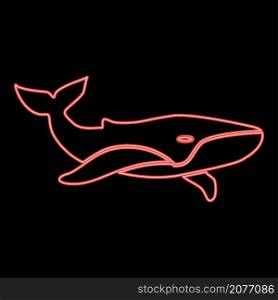 Neon whale red color vector illustration image flat style light. Neon whale red color vector illustration image flat style