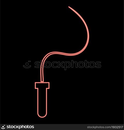Neon whip red color vector illustration flat style light image. Neon whip red color vector illustration flat style image