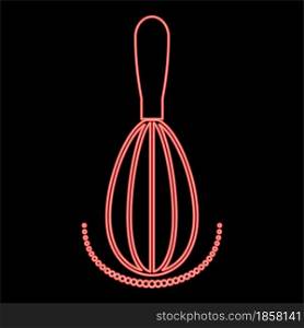 Neon whisk red color vector illustration flat style light image. Neon whisk red color vector illustration flat style image