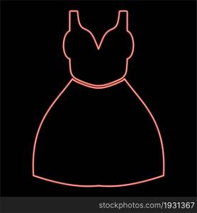 Neon woman dress icon black color in circle outline vector illustration red color vector illustration flat style light image. Neon woman dress icon black color in circle red color vector illustration flat style image