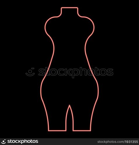 Neon woman figure icon black color in circle outline vector illustration red color vector illustration flat style light image. Neon woman figure icon black color in circle red color vector illustration flat style image