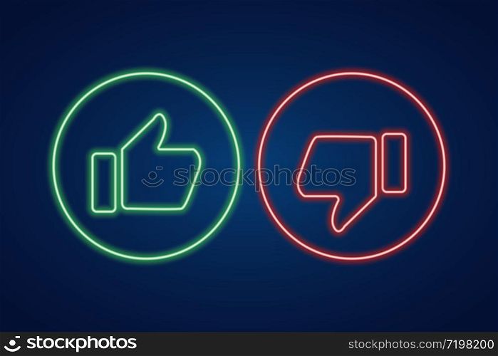 neon yes no icon thumb up down vector