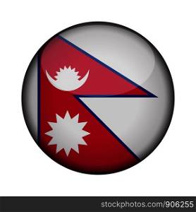 nepal Flag in glossy round button of icon. nepal emblem isolated on white background. National concept sign. Independence Day. Vector illustration.