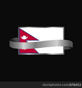 Nepal flag Ribbon banner design