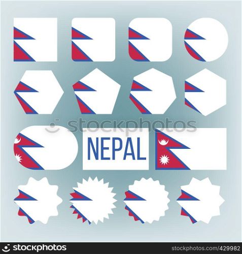 Nepal Flag Set Vector. Official Nepal Flag Flat Symbol. Different Shape. Illustration. Nepal Flag Set Vector. Official Nepal Flag Flat Symbol. Different Shapes. Illustration