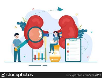 Nephrologist Illustration with Cardiologist, Proctologist and Treat Kidneys Organ in Flat Cartoon Hand Drawn for Web Banner or Landing Page Templates