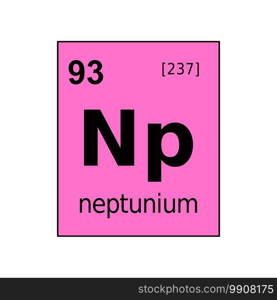 Neptunium chemical element of periodic table. Sign with atomic number.