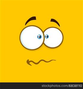 Nervous Cartoon Square Emoticons With Panic Expression. Illustration With Yellow Background