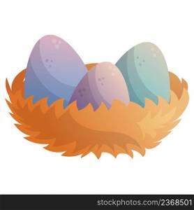 Nest with eggs. Holiday celebration concept. Happy Easter. Vector isolated illustration.. Nest with eggs. Holiday celebration concept. Happy Easter. Vector isolated illustration