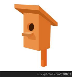Nesting box icon in cartoon style isolated on white background. Wooden bird house. Nesting box icon, cartoon style