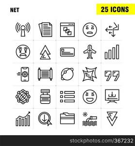 Net Line Icons Set For Infographics, Mobile UX/UI Kit And Print Design. Include  Mobile, Phone, Cell, Setting, Arrow, Bar, Chart, Antique, Icon Set - Vector