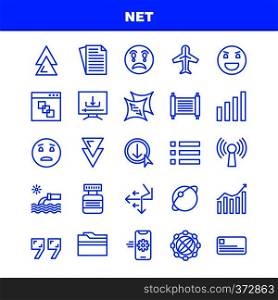 Net Line Icons Set For Infographics, Mobile UX/UI Kit And Print Design. Include: Mobile, Phone, Cell, Setting, Arrow, Bar, Chart, Antique, Icon Set - Vector