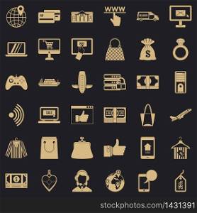 Net shopping icons set. Simple set of 36 net shopping vector icons for web for any design. Net shopping icons set, simple style