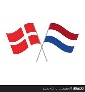 Netherlandish and Danish flags vector isolated on white background