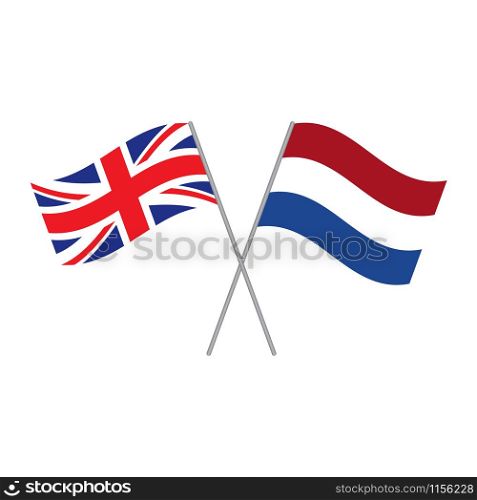 Netherlands and Britain flags vector isolated on white background. Netherlands and Britain flags vector isolated on white