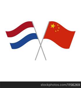Netherlands and China flags vector isolated on white background