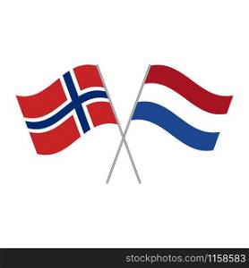 Netherlands and Norwegian flags vector isolated on white background. Netherlands and Norwegian flags vector isolated