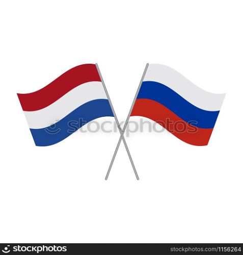 Netherlands and Russia vector flags isolated on white background