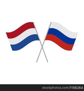 Netherlands and Russia vector flags isolated on white background