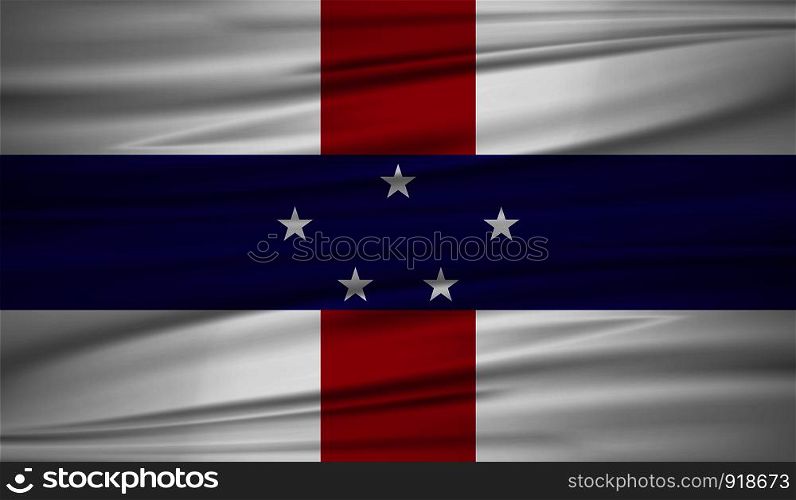 Netherlands Antilles flag vector. Vector flag of Netherlands Antilles blowig in the wind. EPS 10.