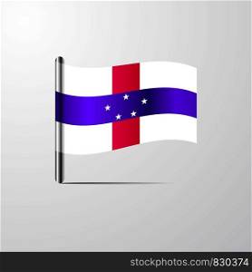 Netherlands Antilles waving Shiny Flag design vector