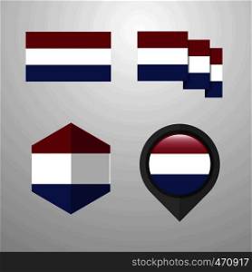 Netherlands flag design set vector
