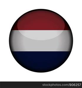netherlands Flag in glossy round button of icon. netherlands emblem isolated on white background. National concept sign. Independence Day. Vector illustration.