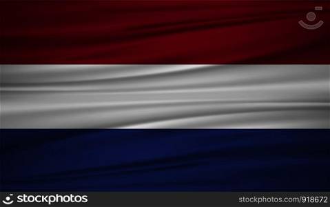 Netherlands flag vector. Vector flag of Netherlands blowig in the wind. EPS 10.