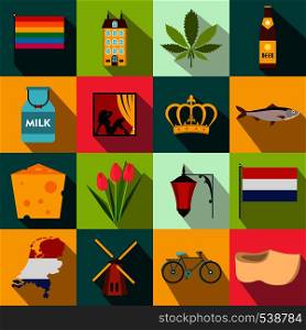 Netherlands icons set in flat style for any design. Netherlands icons set, flat style