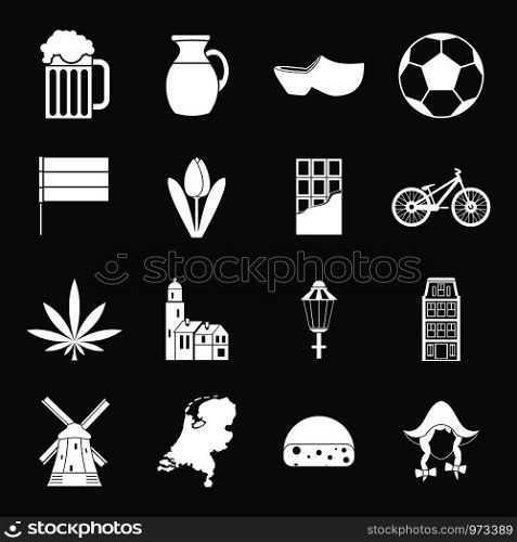 Netherlands icons set vector white isolated on grey background . Netherlands icons set grey vector