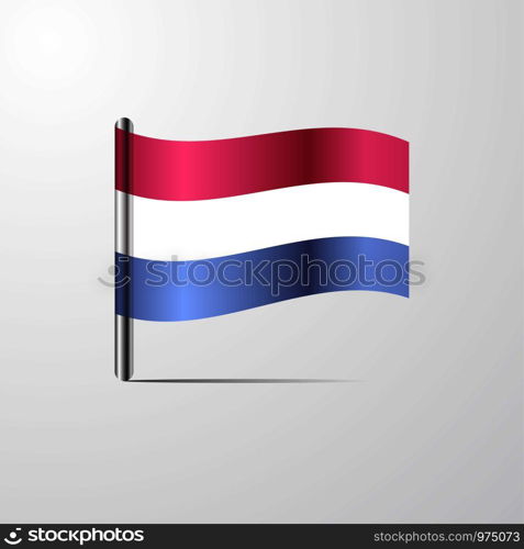 Netherlands waving Shiny Flag design vector