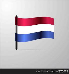 Netherlands waving Shiny Flag design vector