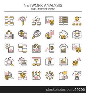 Network Analysis , Thin Line and Pixel Perfect Icons