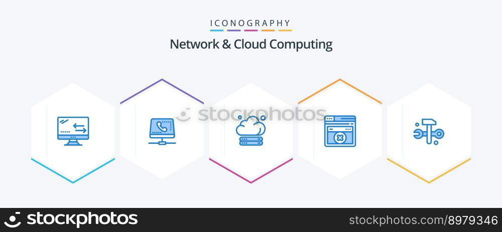 Network And Cloud Computing 25 Blue icon pack including databases. errortechnology. computing. web. technology