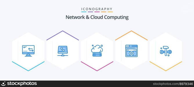 Network And Cloud Computing 25 Blue icon pack including databases. errortechnology. computing. web. technology