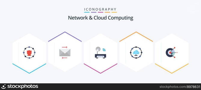 Network And Cloud Computing 25 Flat icon pack including disk. computer. device. share. cloud computing