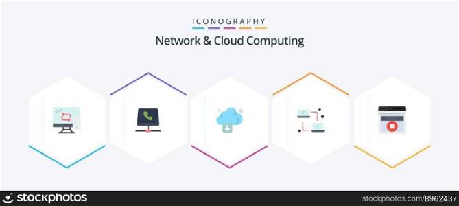 Network And Cloud Computing 25 Flat icon pack including web page. networking. computing. laptop. technology