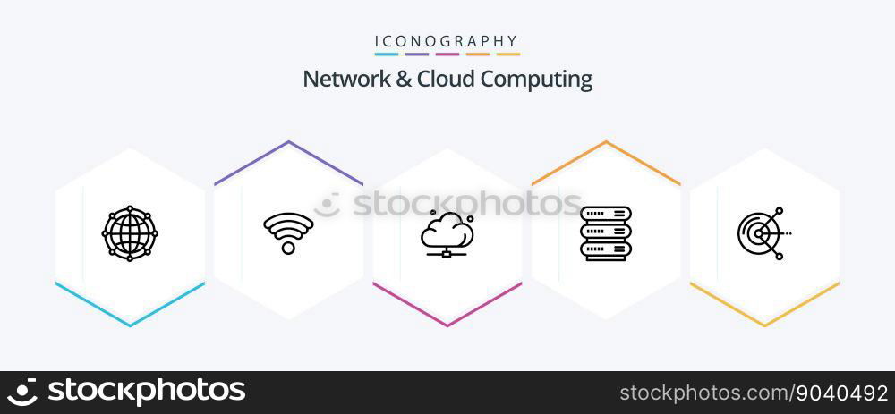 Network And Cloud Computing 25 Line icon pack including computer. network. cloud. data. technology