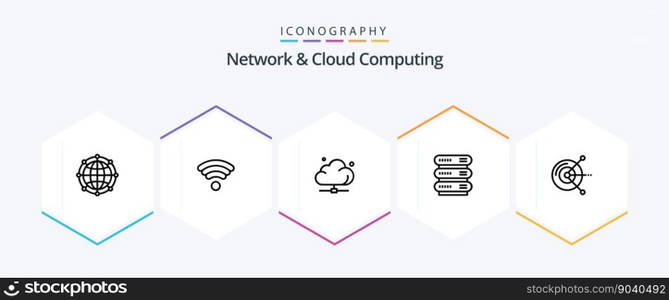 Network And Cloud Computing 25 Line icon pack including computer. network. cloud. data. technology