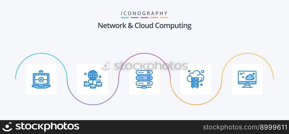 Network And Cloud Computing Blue 5 Icon Pack Including technology. cloud. data. technology. server