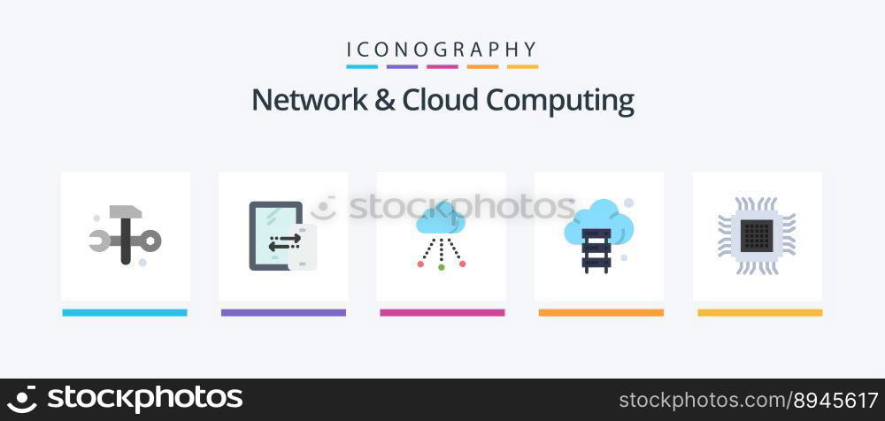 Network And Cloud Computing Flat 5 Icon Pack Including cloud. technology. cloud. storage. cloud. Creative Icons Design
