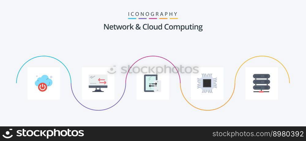 Network And Cloud Computing Flat 5 Icon Pack Including data. information. connection. database. cloud
