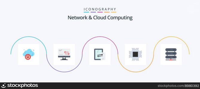 Network And Cloud Computing Flat 5 Icon Pack Including data. information. connection. database. cloud