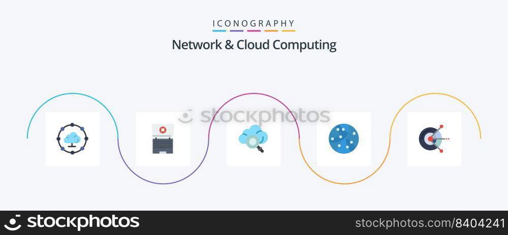 Network And Cloud Computing Flat 5 Icon Pack Including . disk. technology. computing. technology