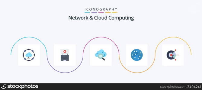 Network And Cloud Computing Flat 5 Icon Pack Including . disk. technology. computing. technology
